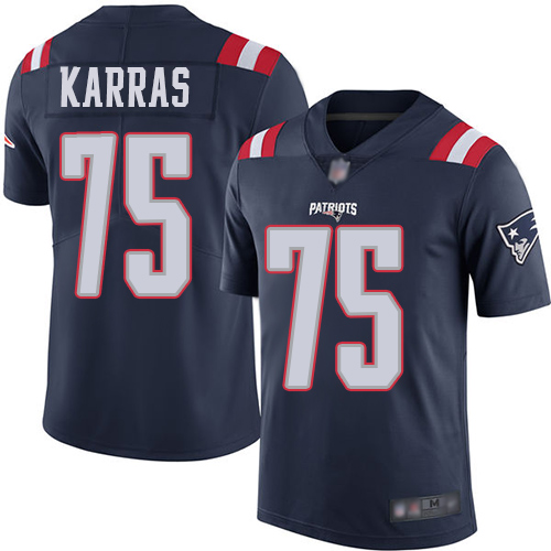 New England Patriots Football #75 Rush Vapor Untouchable Limited Navy Blue Men Ted Karras NFL Jersey->youth nfl jersey->Youth Jersey